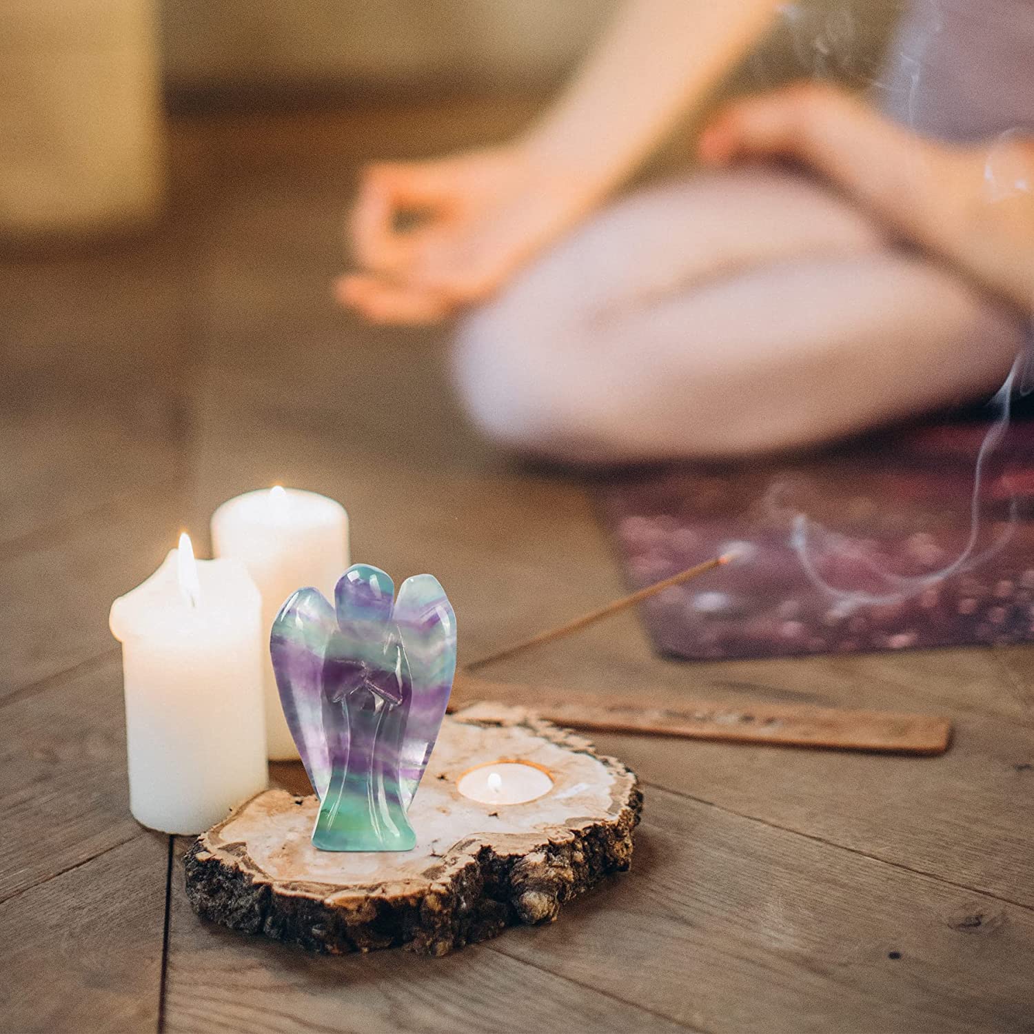 Flourite Crystal Guardian Angel for Meditation & Healing