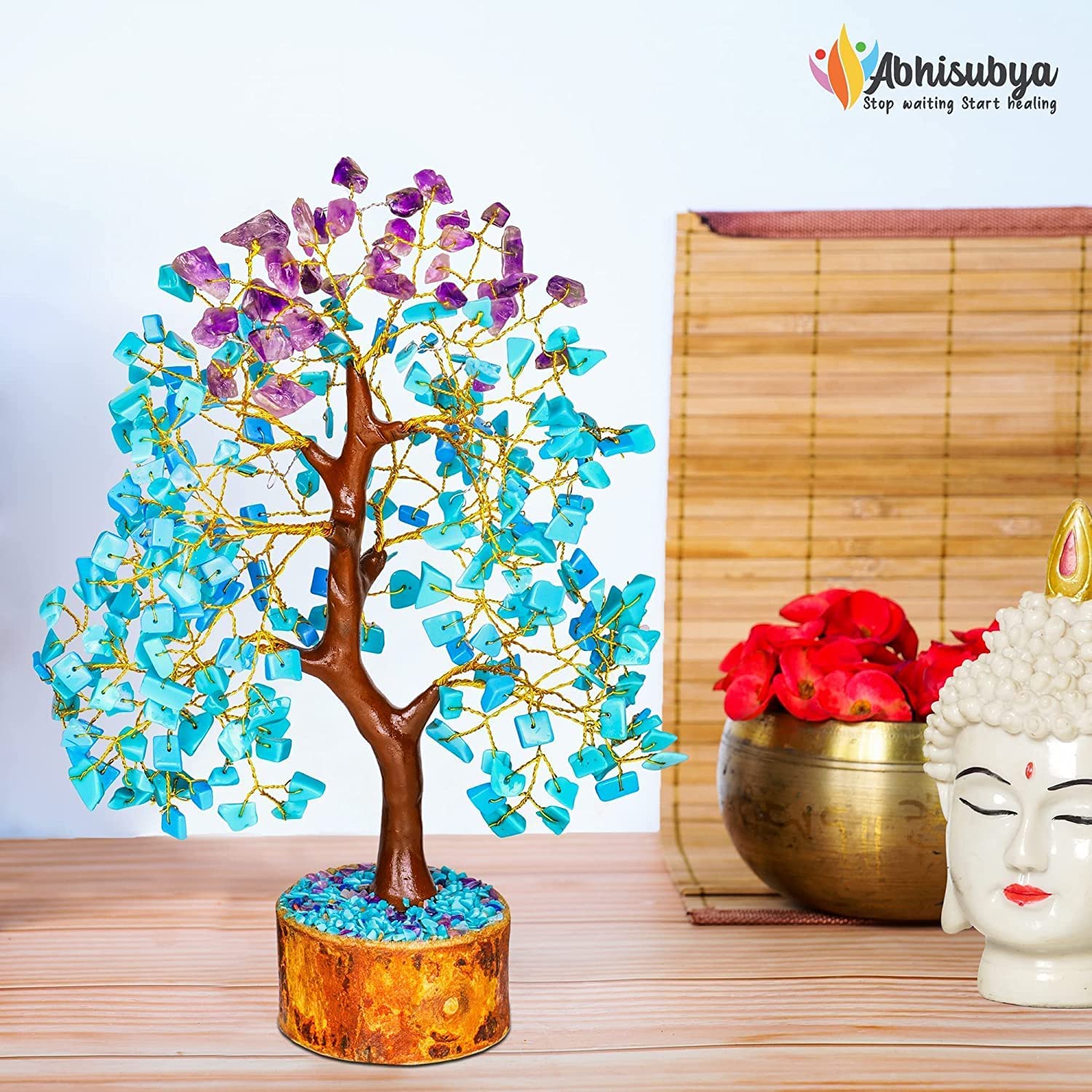 Turquoise & Amethyst Vastu Decoration Crystal Tree of Life