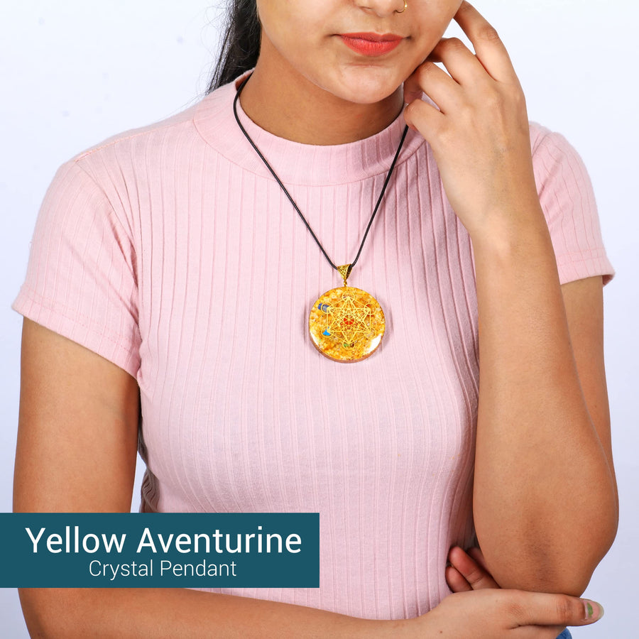 Yellow Aventurine Gemstone Orgonite Pendant for Women