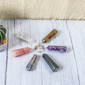 Seven Chakra Crystal Stone Wand Set for Healing 7 Meditation set of 6