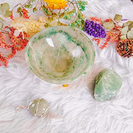 Serenity and Abundance: Green Jade Crystal Bowl