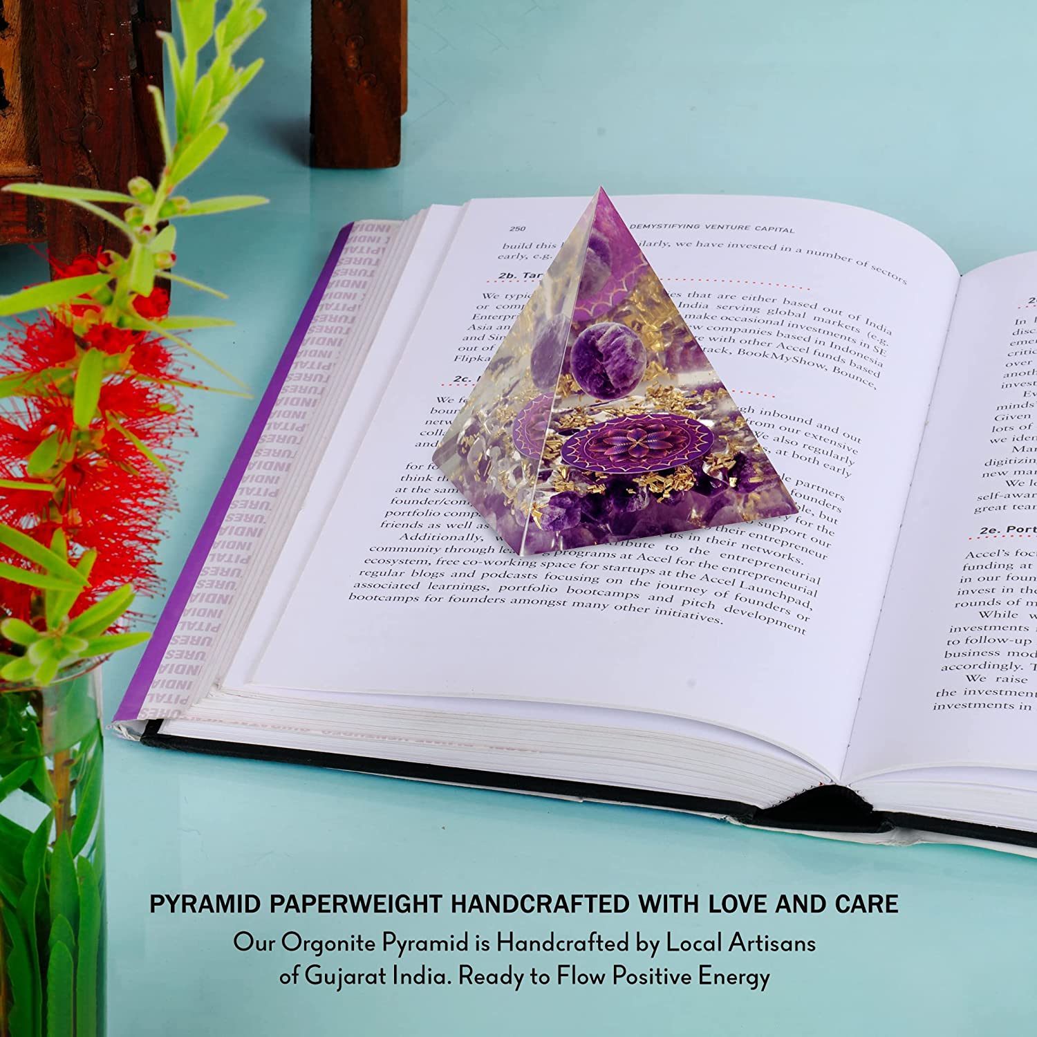 Amethyst Crystal Orgone Pyramid for Healing & Positive EMF Protection