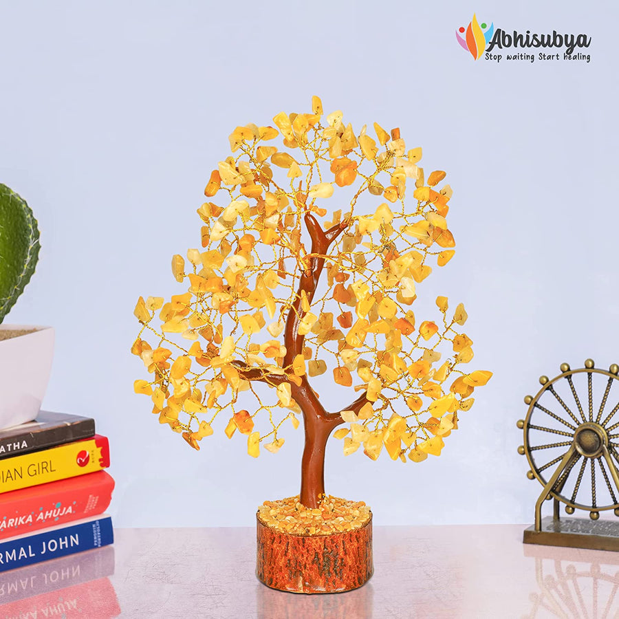 Yellow Aventurine Crystal Tree of Life for Healing & Home Office Decoration