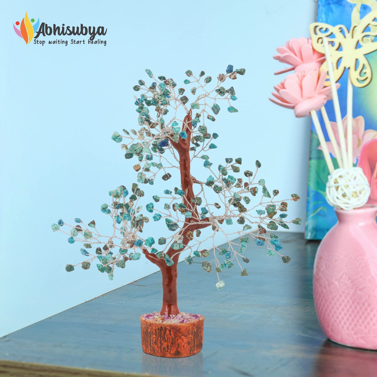 Turquoise Crystal Tree for Healing Chakra Balancing and Decor