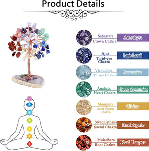 7 Chakra Healing Crystals Tree on Agate Slice Base Healing Stones Gem Money Tree