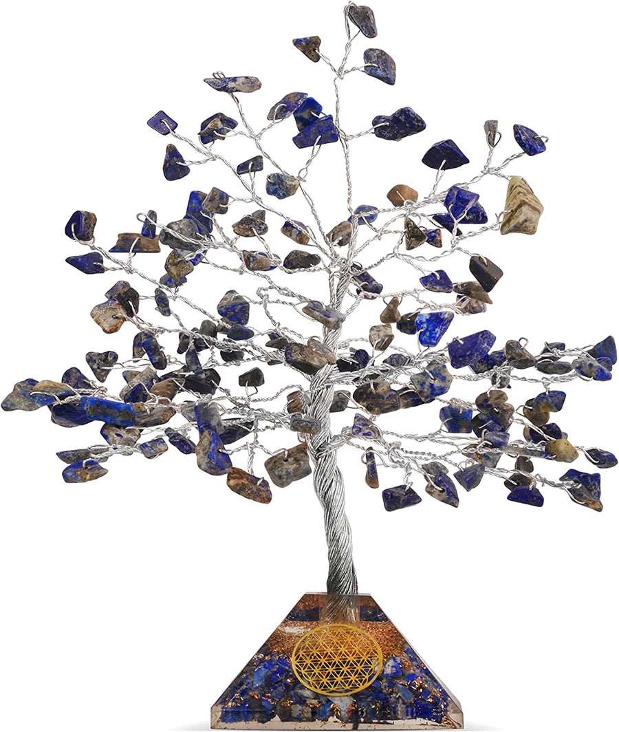 Lapis Lazuli Gem Tree of Life Feng Shui Chakra Balancing Home Décor Sculpture
