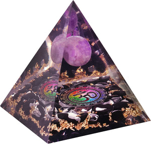 Amethyst Healing Crystal Orgone Pyramid for Meditation & Table Decoration