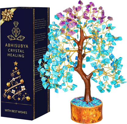 Turquoise & Amethyst Vastu Decoration Crystal Tree of Life