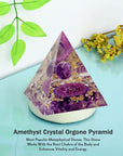Amethyst Crystal Orgone Pyramid for Healing & Positive EMF Protection