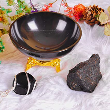 Protection and Purification: Black Tourmaline Stone Decorative Bowl