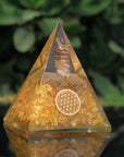 Citrine Orgone Pyramid With Copper Coil For Meditation & Crystals Healing