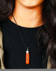 Black Tourmaline Crystal Necklace Pencil Pendant