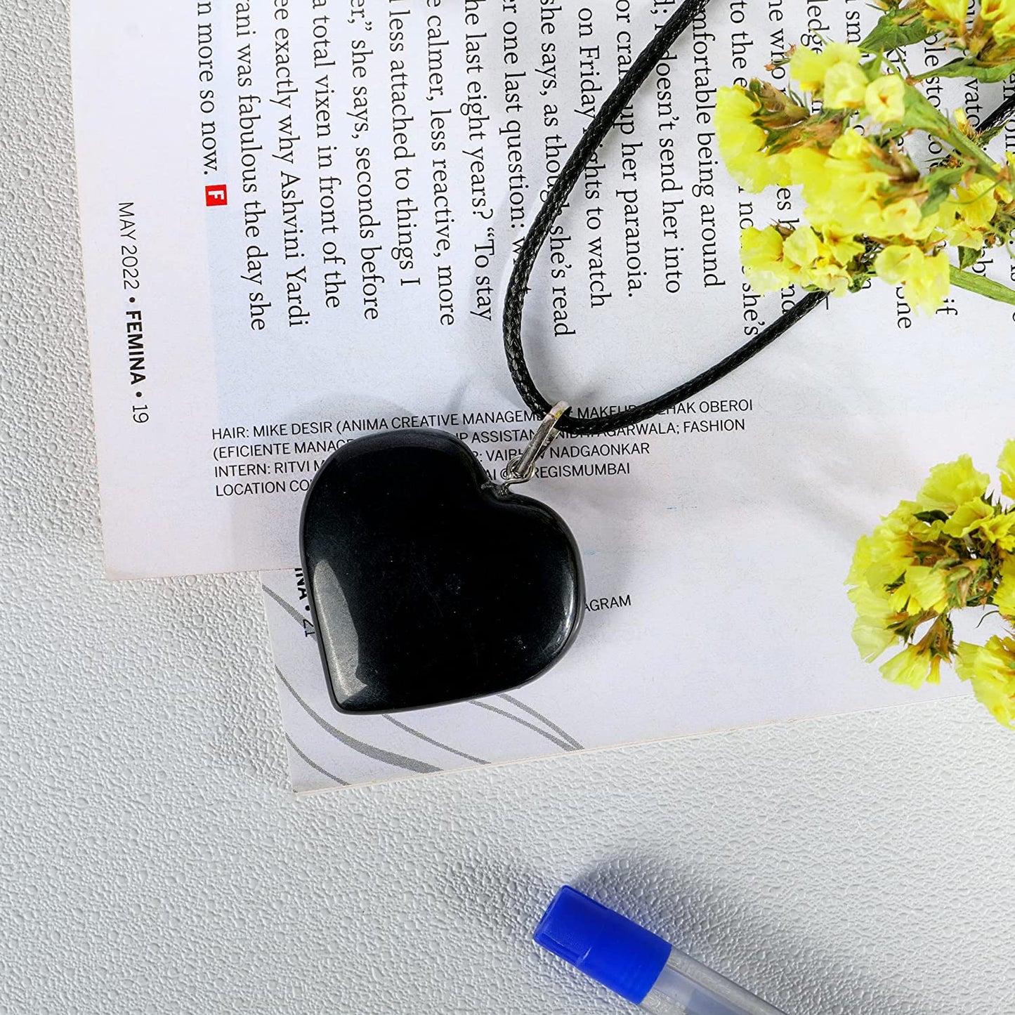 Black Obsidian natural handmade crystal tumble Heart Pendant for healing