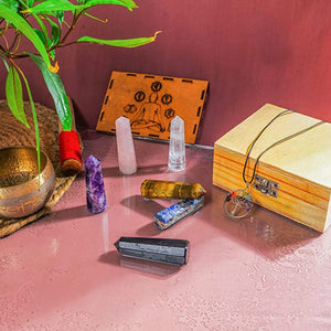 Seven Chakra Crystal Stone Wand Set for Healing 7 Meditation set of 6