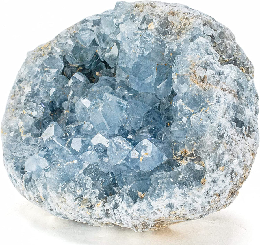 Celestite Crystal Cluster Geode, High Energy Natural Stone for Reiki Wicca