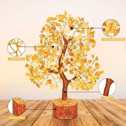 Yellow Aventurine Crystal Tree of Life for Healing & Home Office Decoration
