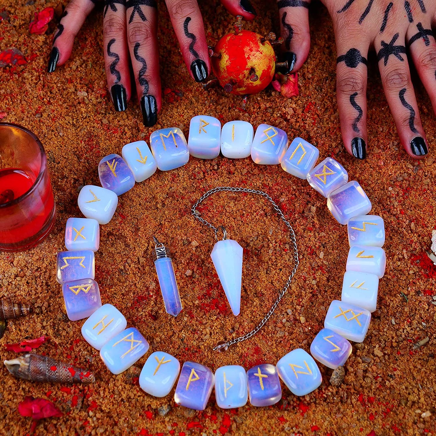 Opalite Crystal Runes for Healing Meditation Runes Set