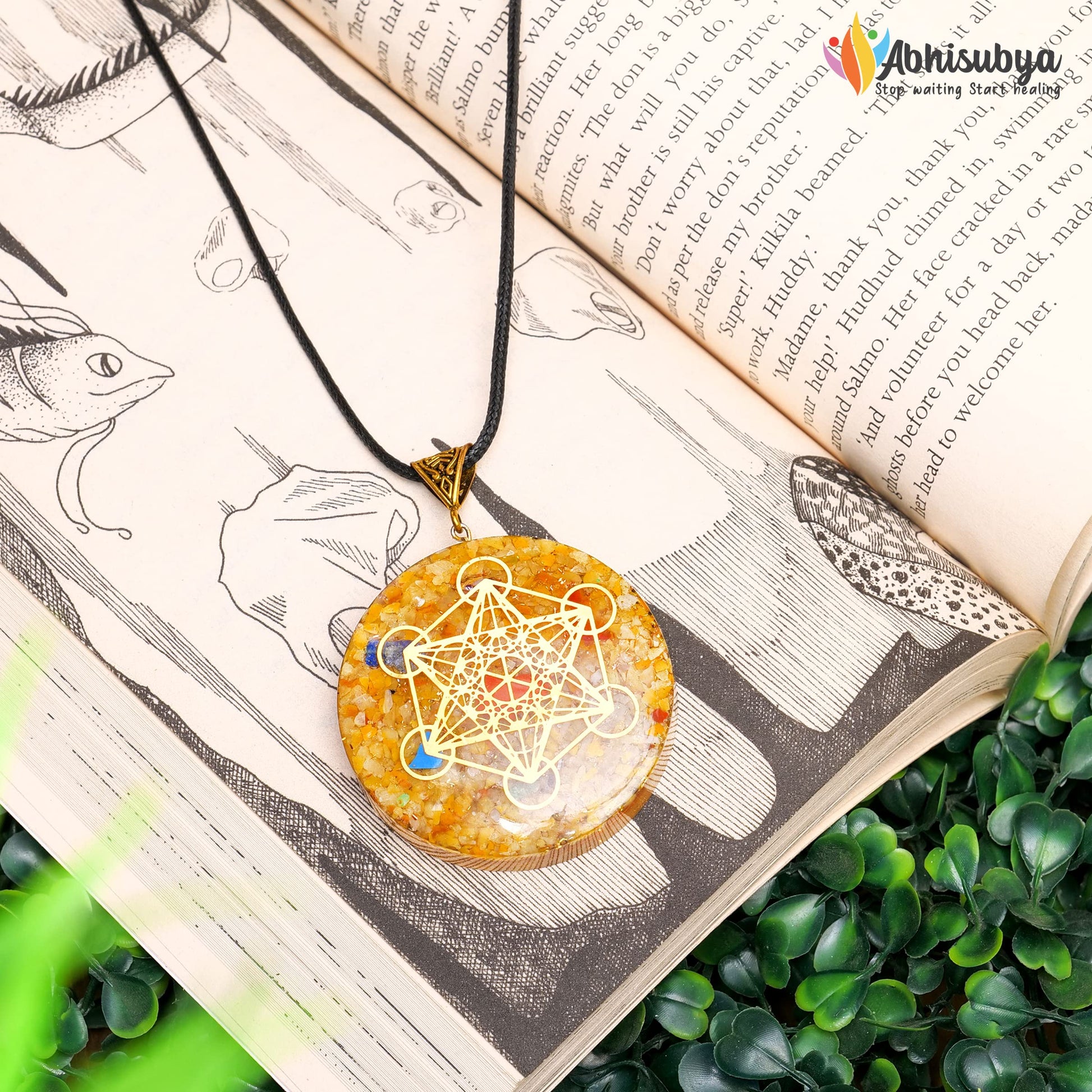 Yellow Aventurine Gemstone Orgonite Pendant for Women