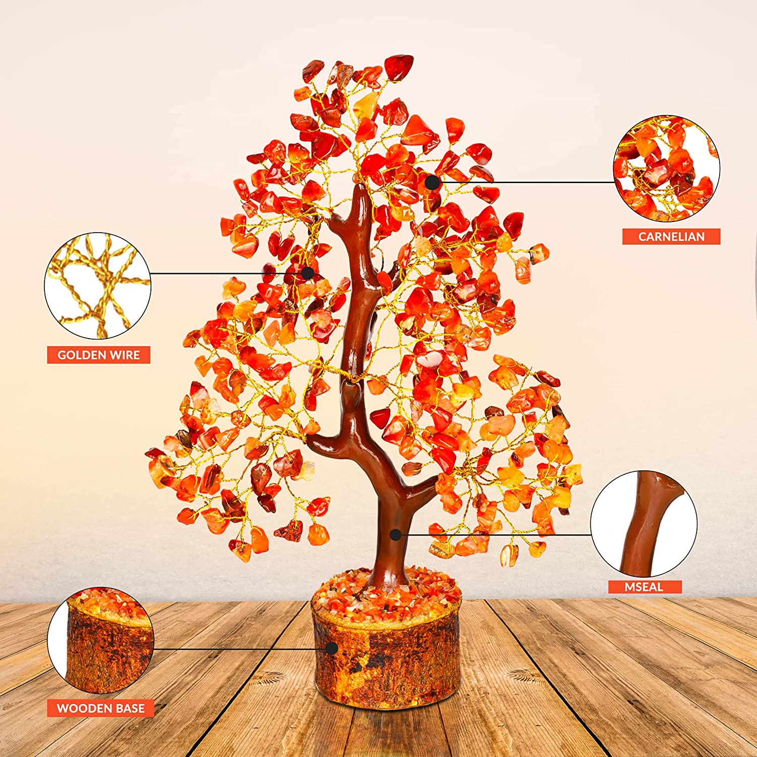 Carnelian Healing Crystal Tree for Positivity Meditation Home Decor