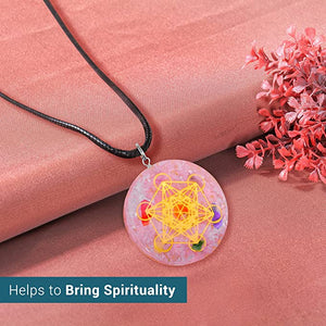 Rose Quartz Metatron Sacred Geometry Orgone Pendant