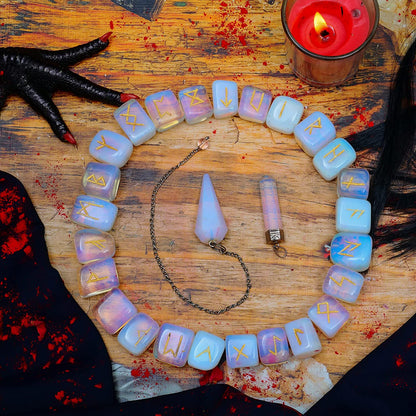 Opalite Crystal Runes for Healing Meditation Runes Set