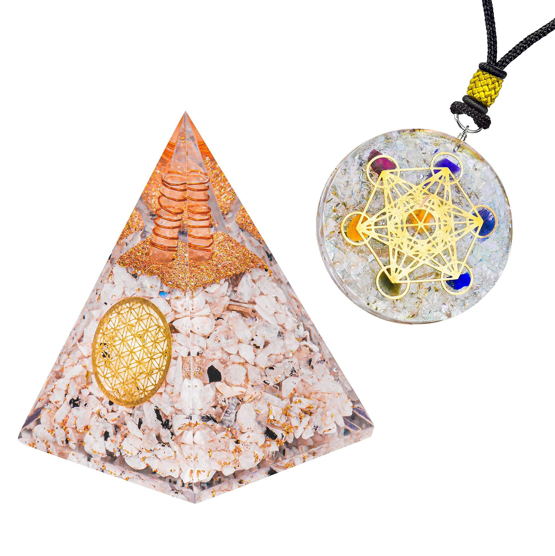 Citrine Orgonite Pyramid for Healing and Meditation