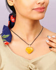 Yellow Aventurine Stones and Crystals Gemstone Heart Pendant for Women