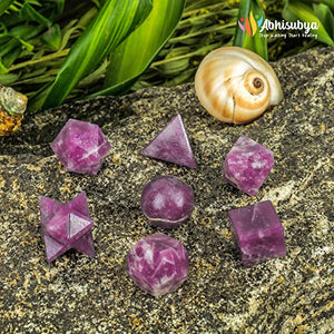 Amethyst Sacred Geometry Crystal Set 7pcs Merkaba Platonic Solids Crystal