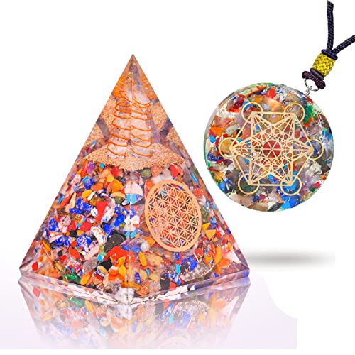 7 Chakra Mix Crystal Orgonite Pyramid for Spiritual Healing