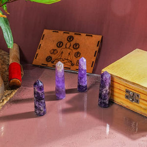 Amethyts Crystal Chakra Wand Set for Healing 7 Meditation set of 4