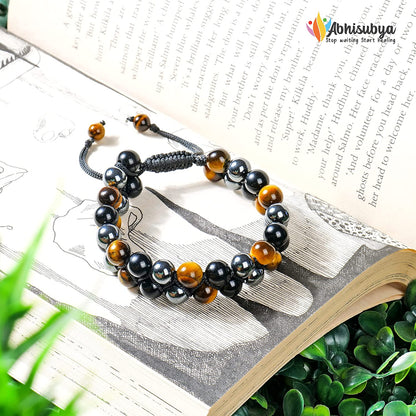 Triple Protection Bracelet - Obsidian, Hematite, Tigers Eye 8mm