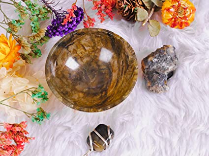 Natural Beauty: Moss Agate Crystal Bowl with Chakra Stones