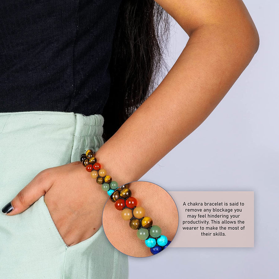 Natural 7 Chakra Stones Gemstone Bracelet Chakra Jewelry for Meditation