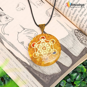 Citrine Healing Crystals Necklace Orgonite Pendant