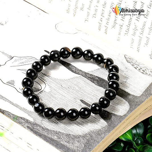 Black Tourmaline Healing Crystal Unisex Bracelet