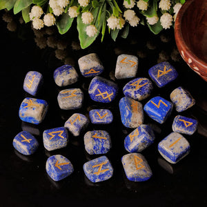 Lapis Lazuli Crystal Rune Set for Healing & Meditation