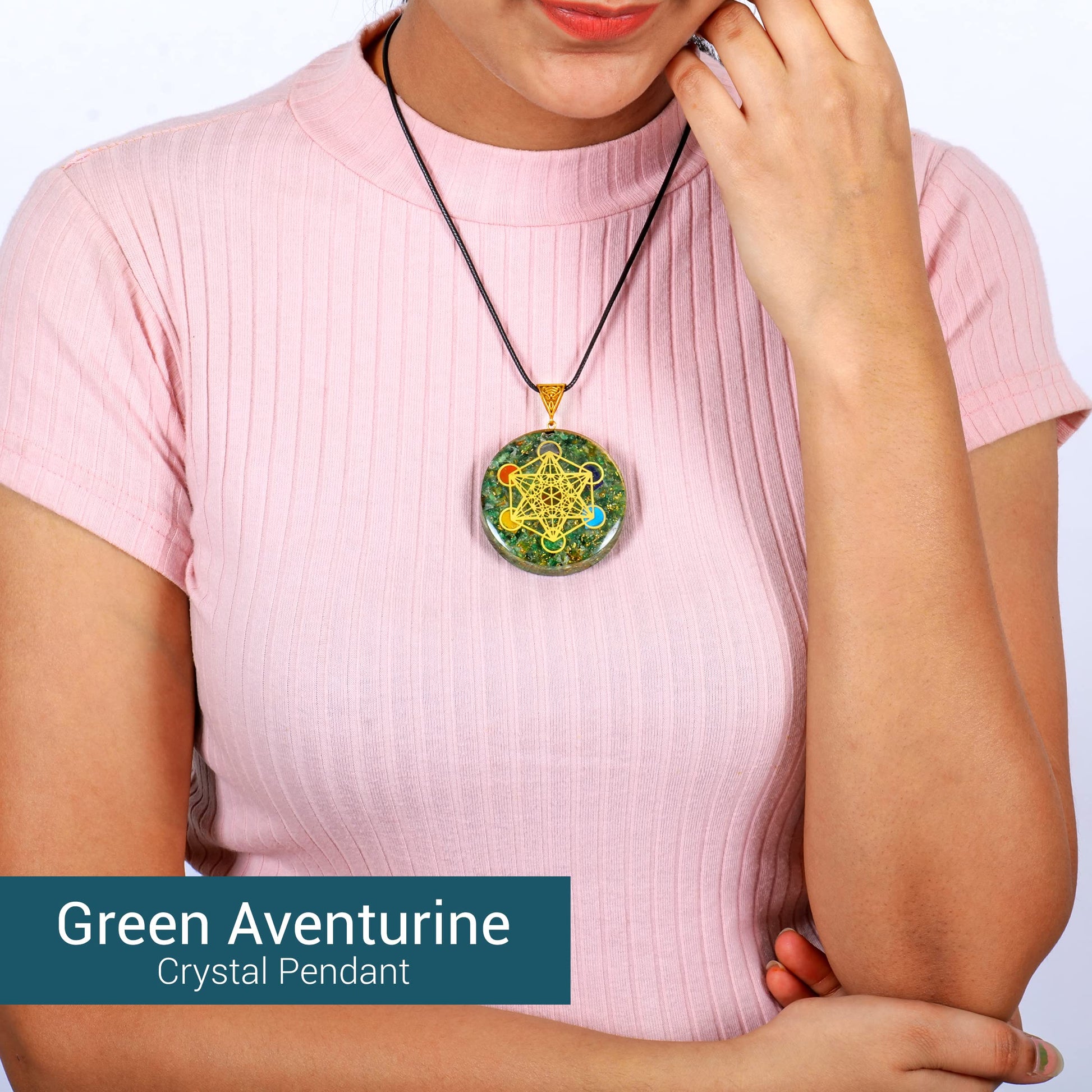 Green Aventurine Handmade Healing Crystal Orgonite Pendant