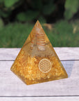 Citrine Orgone Pyramid With Copper Coil For Meditation & Crystals Healing