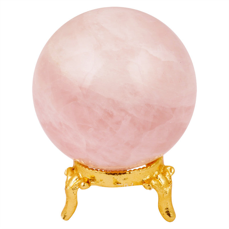 Rose Quartz Sphere Fortune Teller Crystal Orb Glass Ball With Stand